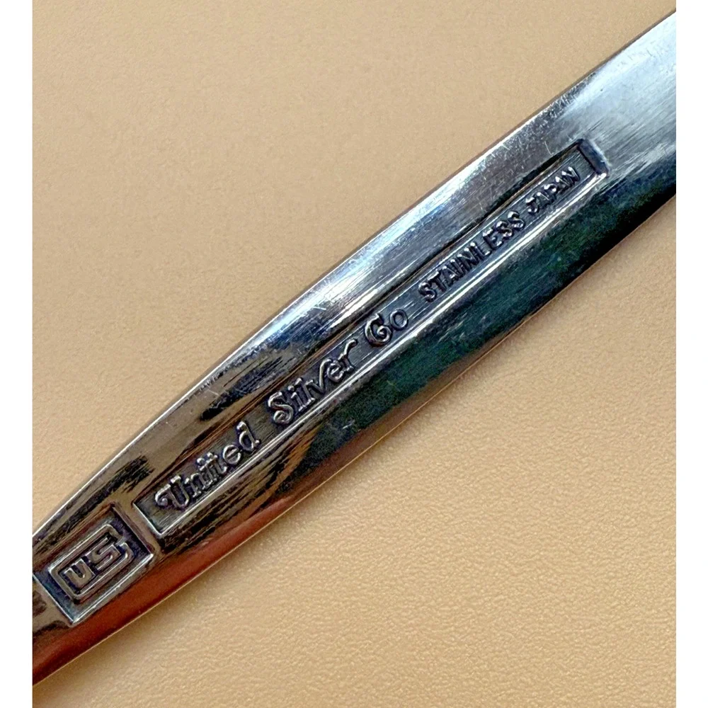 🌼 Set of 8 United Silver Co USI5 Floral Daisy Stainless Steel Salad Forks Japan